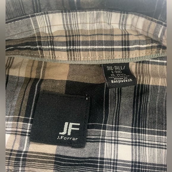 JF white and brown plaid shirt size 3XL tall - Picture 3 of 3